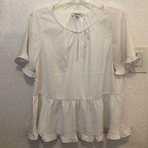 Madewell White Peplum style Blouse